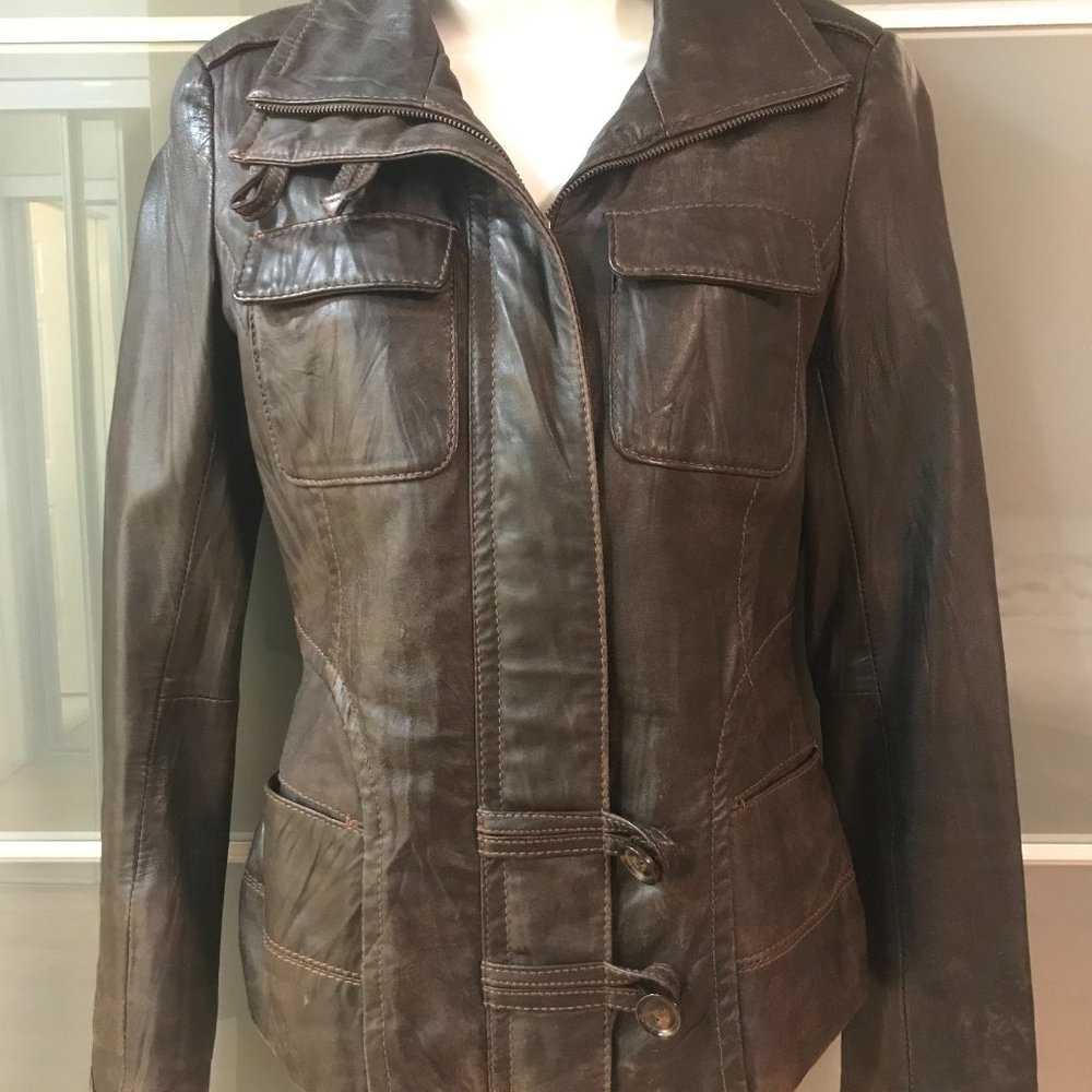 Danier brown leather jacket, size XS